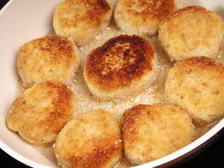Frying. Making Fish Frikadeller Series.