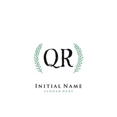 QR Initial handwriting logo vector