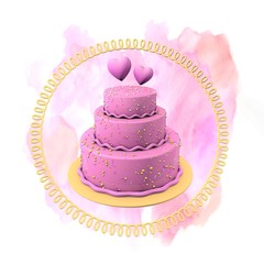 3d illustration.   Big cake