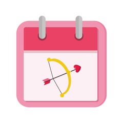 calendar with arch cupid isolated icon