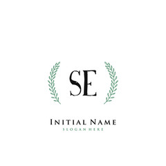 SE Initial handwriting logo vector