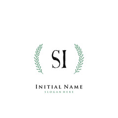 Obraz premium SI Initial handwriting logo vector