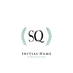 SQ Initial handwriting logo vector