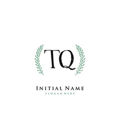 TQ Initial handwriting logo vector