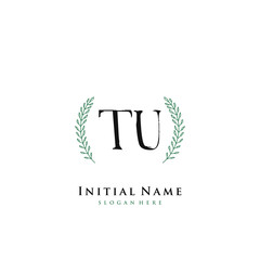 TU Initial handwriting logo vector