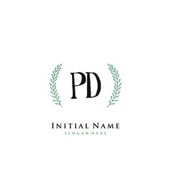 PD Initial handwriting logo vector