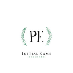PE Initial handwriting logo vector