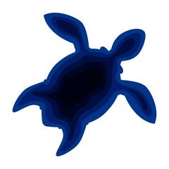 silhouette of a turtle cut out of paper