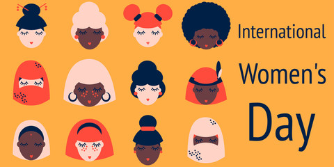 multi-ethnic women icons