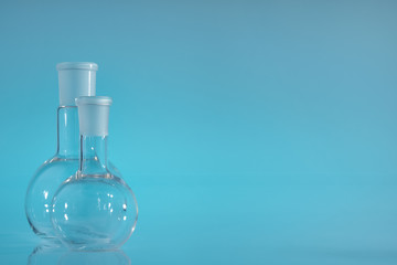 Chemical vessels. Glass flasks. Laboratory utensil.