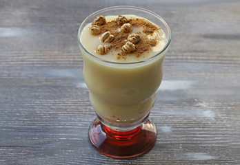 Boza or Bosa, traditional Turkish drink with roasted chickpea Boza or Bosa, traditional Turkish drink with roasted chickpea