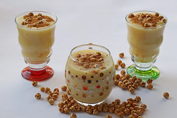 Boza or Bosa, traditional Turkish drink with roasted chickpea Boza or Bosa, traditional Turkish drink with roasted chickpea
