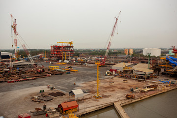 Fototapeta na wymiar construction site with cranes