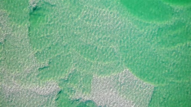 Aerial fottage over Clear water at Dead Sea Drone view over beautiful clear blue water at Dead Sea Top down view