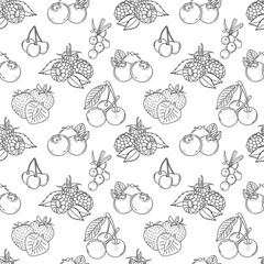 Vector seamless pattern with hand drawing berries; doodle berries for fabric, wallpaper, package, textile, web design.
