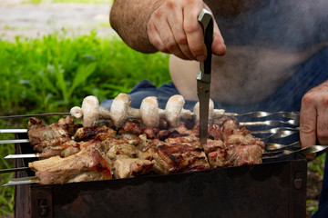 Cooking barbecue on the grill