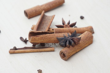 cinnamon sticks and star anise stars