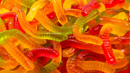 Juicy colorful jelly sweets. Gummy candies.