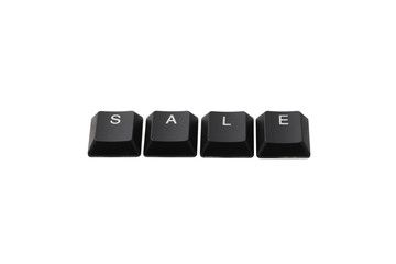Word sale written on keyboard. Isolated on white.