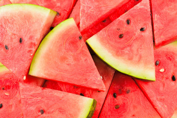 Juicy watermelon slices background. Top view.