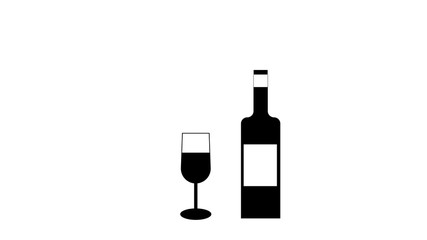silhouettes of alcohol and coffee drink glasses, cups,