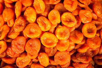 Dry apricots. Ripe dried sweet apricot fruit.