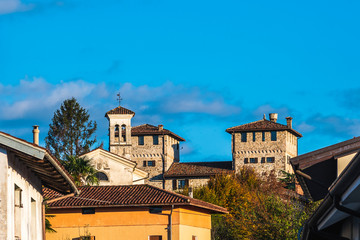 Autumn colors cover the Cassacco Castle. Friuli. Italy