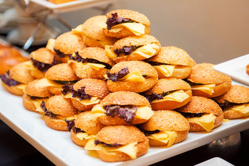 delicious and juicy cheeseburgers on the table