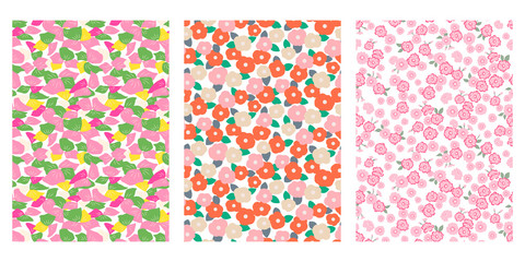 Japanese Colorful Flower Abstract Vector Background Collection