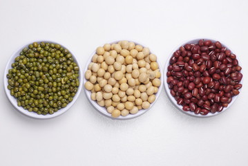 green beans, soybeans and red beans