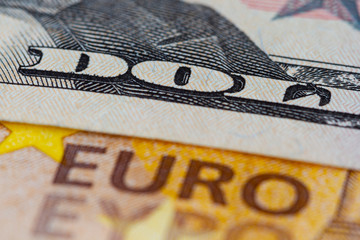 Money background from dollars and euros