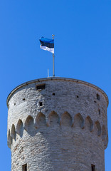 Tower with the flag of Estonia in Tallinn