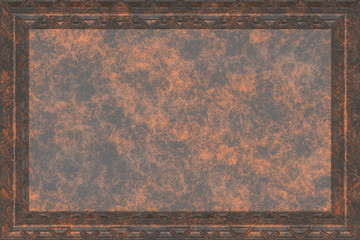 Frame aged metallic. Rust on a sheet of iron- antique decor. Background texture pattern