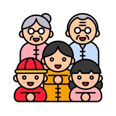 Chinese family greeting vector, Chinese New year filled icon