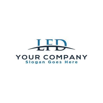 Initial letter LFD, overlapping movement swoosh horizon logo company design inspiration in blue and gray color vector