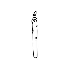 Hand drawn candle isolated on a white background. Doodle, simple outline illustration.  