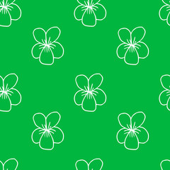 Vector illustration of a pattern of flowers on a green background