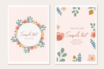 Floral card set. Botanical card mock up