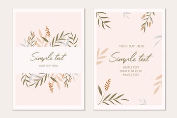 Floral card set. Botanical card mock up