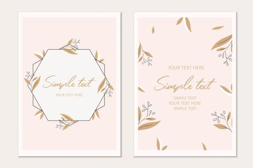 Floral card set. Botanical card mock up