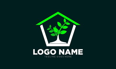 Plant house simple illustration vector logo design