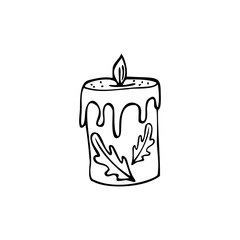 Hand drawn candle isolated on a white background. Doodle, simple outline illustration.  
