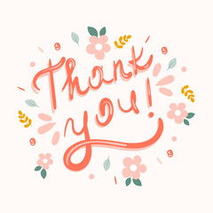Thank you vector illustration with flowers