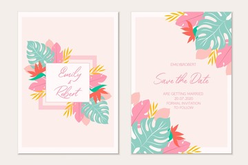 Obraz premium Wedding invitation template card.