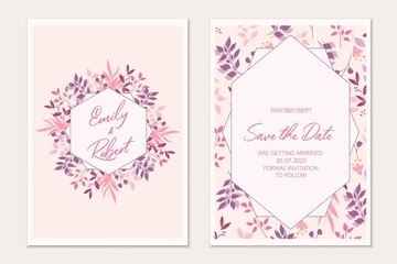 Floral card set. Botanical card mock up
