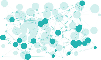 Connecting communication transformation presentation, chaos circles dots vector shapes