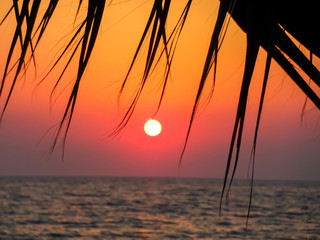 Beach sunset. Romantic beach sunset. Sunset on the beach.