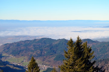 Fototapeta premium Blick vom Belchen in die Rheinebene