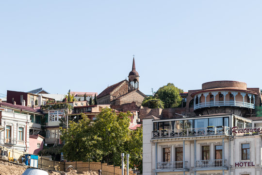 Queen Darejan Palace, aka Sachino Palace and a small convent located on its territory in old part of Tbilisi city in Georgia