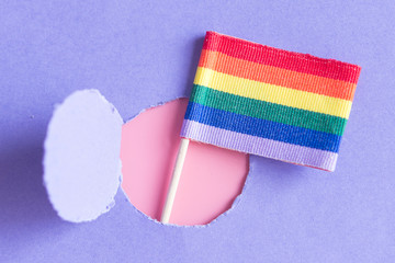 LGBT flag coming out of a circle (concept)